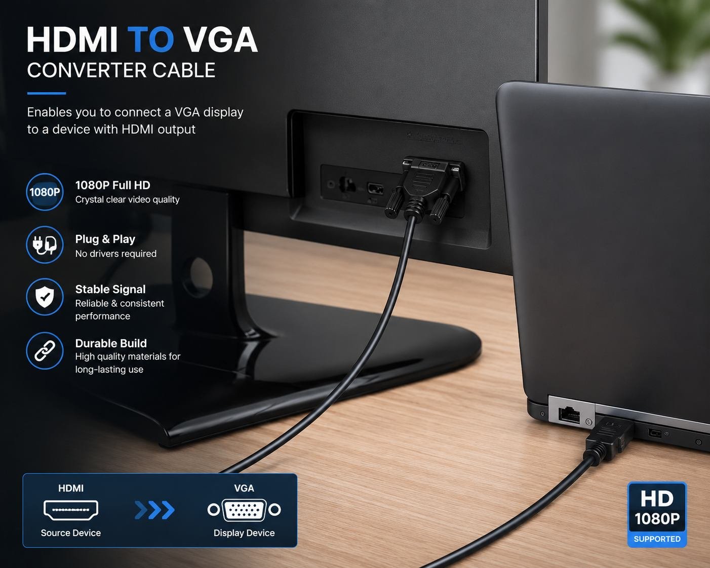 hdmi to vga connector for laptop